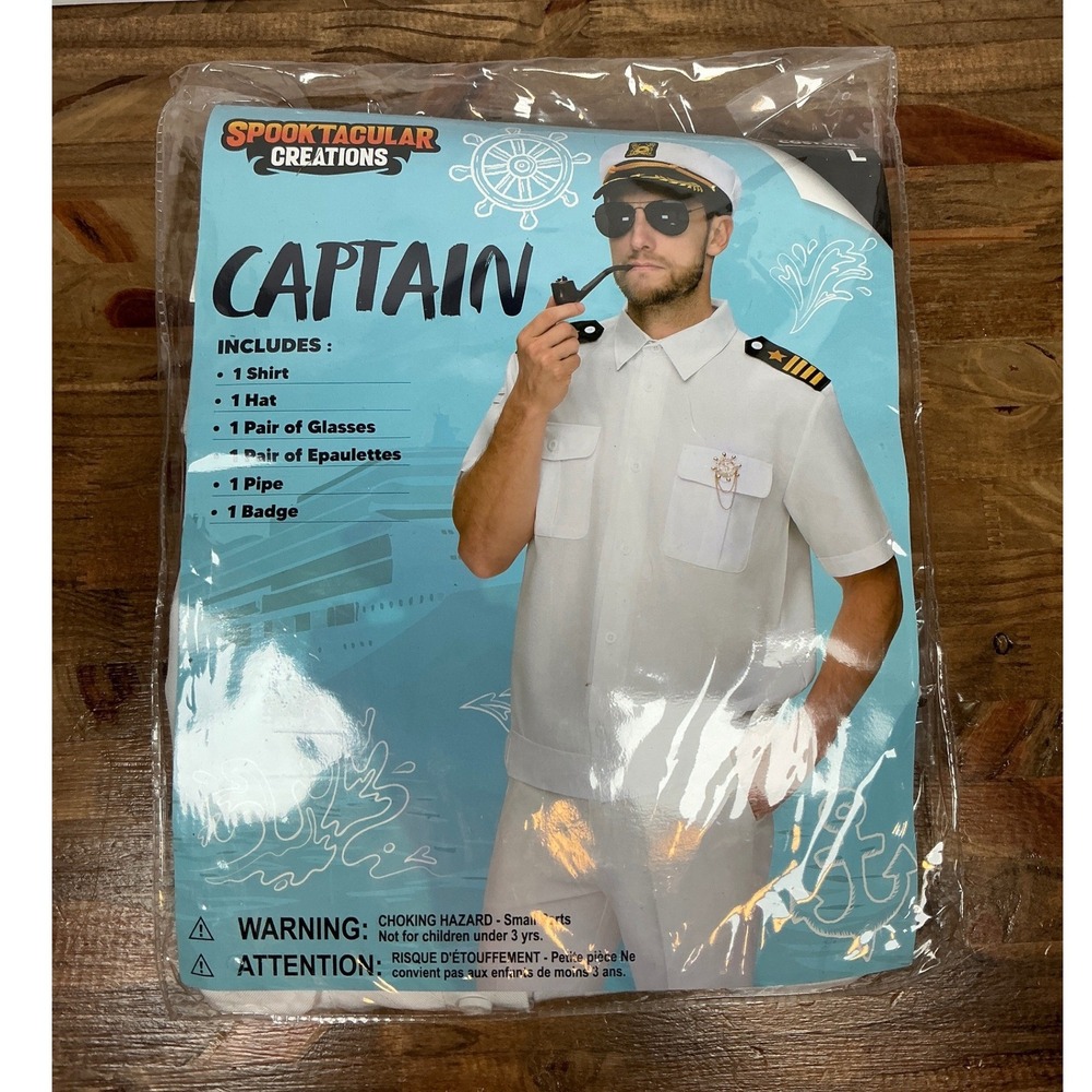 Spooktacular Creations Captain Costume Men Large White 6pc Nautical Set